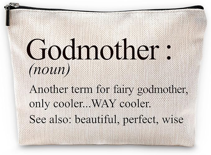 Sufamb Godmother Gifts Makeup Bag, Godmother Gifts for Mother's Day from Godchild Cosmetic Bags, Gift for God Mom Portable Small Toiletry Bag Zipper Makeup Pouch