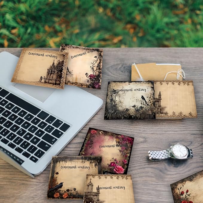 9 Pieces Gothic Style Sticky Notes Self-Adhesive Gothic Style Design Note Pads Gothic Style Sticky Memo Notes for School Office Home Supplies Students Teachers Gift