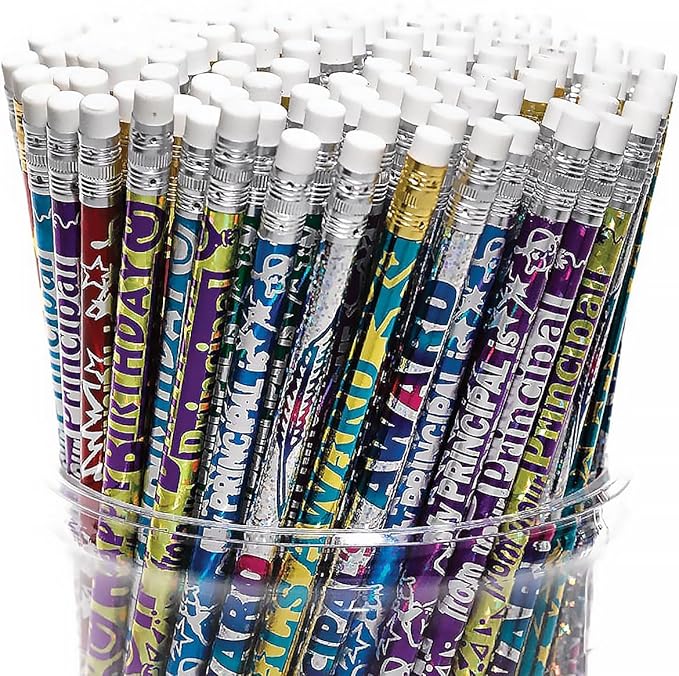 Anderson's Principal Designs Pencil Tub, Fun & Colorful Pencils, Perfect for School Supplies, Classroom Rewards, Creative Writing, Party Favors, and Motivational Gifts, Set of 144