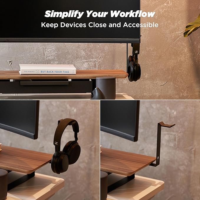 Moodular Add-ons Headphone Stand [Accessory Only - Requires Moodular Wooden Monitor Stand Slide Rails for Use] Black MSA-HS
