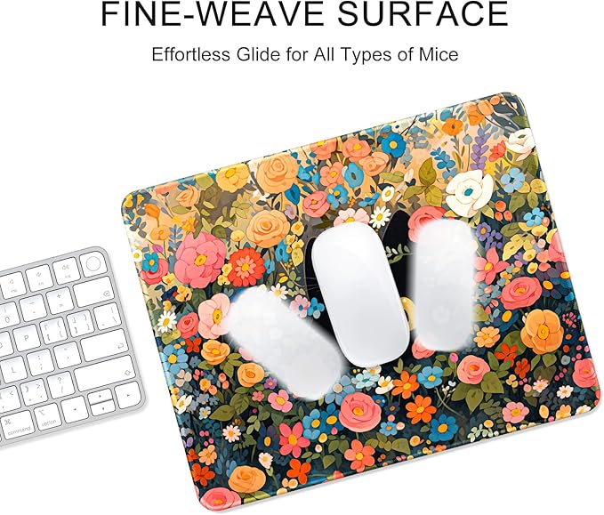 Auhoahsil Mouse Pad, 12 x 10 in Marble Theme Computer Mouse Pad for Desk, Premium-Textured Non-Slip Rubber Stitched Edges Waterproof Square Mouse Mat for Gaming Work Wireless Mice, Blue