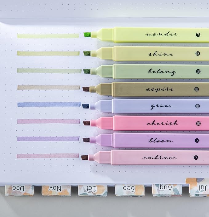 DIVERSEBEE Bible Highlighters with Soft Chisel Tip, 8 Pack Assorted Colors Pens No Bleed, Quick Dry, Cute Aesthetic Markers, Bible Study Journaling Supplies and Accessories (Figs)