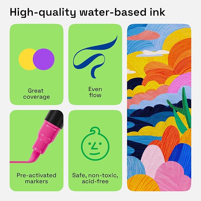 ARTISTRO Paint Markers - Acrylic Pens for Rock, Glass, Fabric, DIY - Art Supplies - 48 Dual Brush Tip Markers