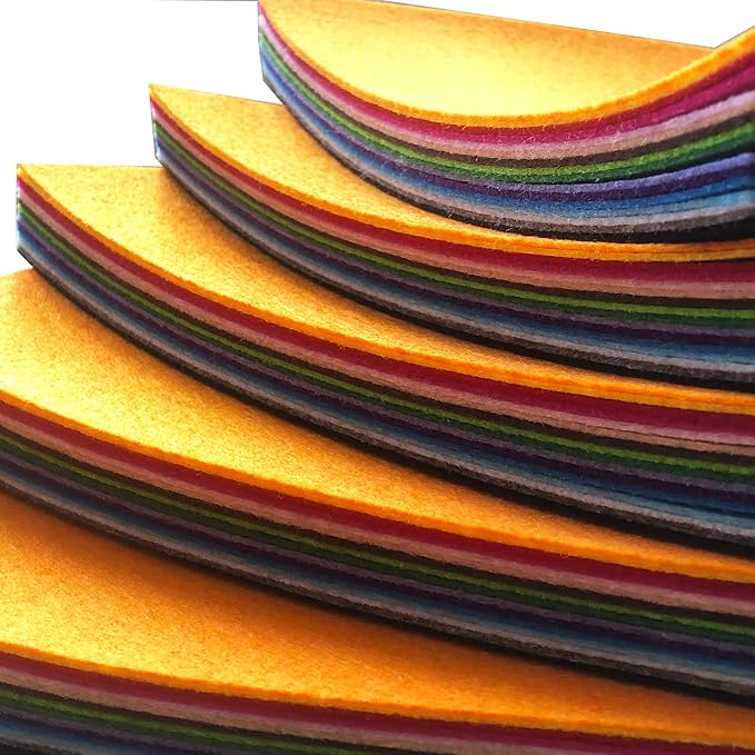 flic-flac 16PCS 8 x 12 inches (20 x 30cm) Assorted Color Felt Fabric Sheets Patchwork Sewing DIY Craft 1mm Thick