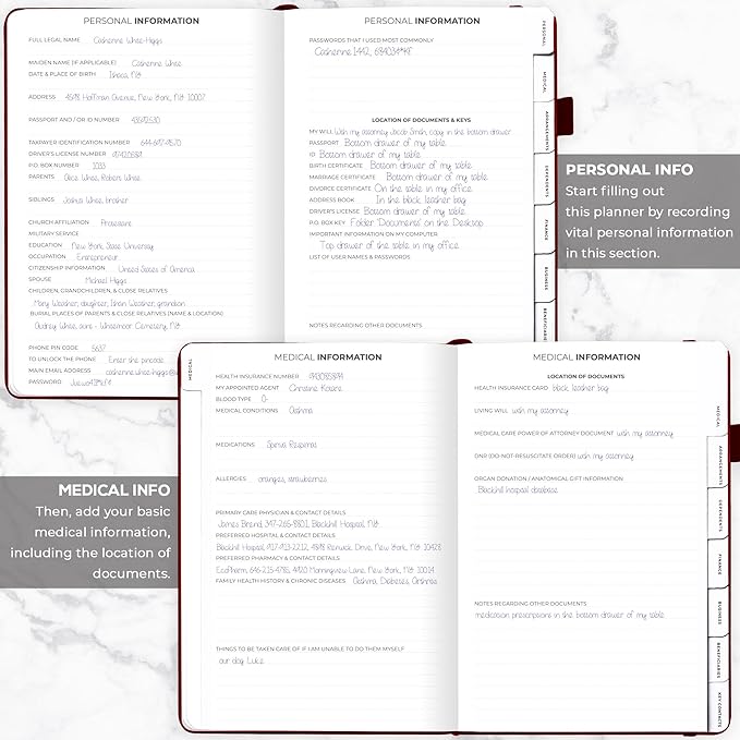 Clever Fox Large End of Life Planner – Guided Final Arrangements Organizer Notebook for Instructions, Beneficiary Info, Will Preparation, Last Wishes & Funeral Planning – 8.5" x 11" (Burgundy)