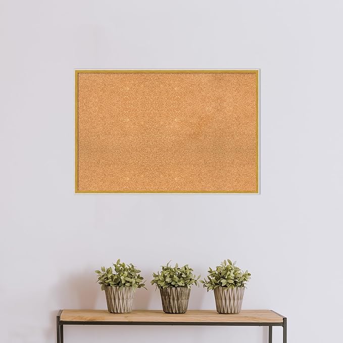 Amanti Art Natural Cork Board for Wall, 25x37 Vision Board with White Frame, Large Corkboard Office Decor for Home Organization, Modern Corkboard Pinboard to Display Items for Home Organization in