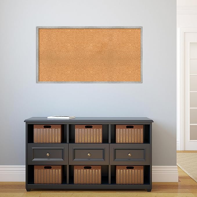 Amanti Art Natural Cork Board for Wall, 23x43 Vision Board with White Frame, Oversize Corkboard Office Decor for Home Organization, Cottage Corkboard Pinboard to Display Items for Home Organization