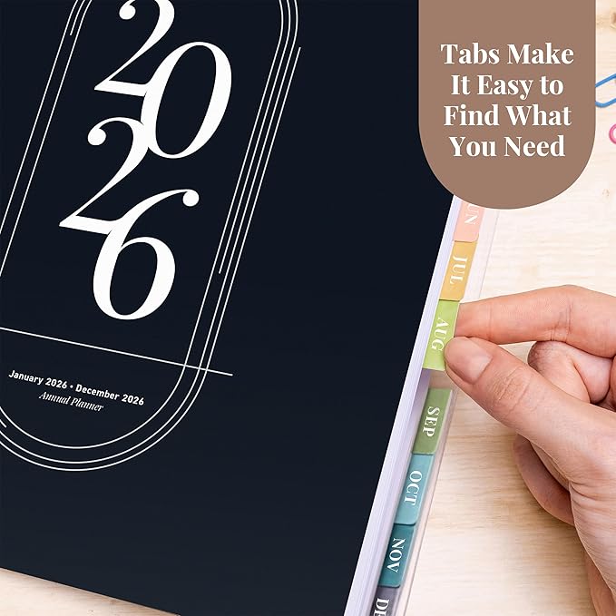 Rileys 2026 Planner, Agenda Planner With Weekly And Monthly View, Daily Agenda Book And Yearly Planners Calendar Book, Spiral Bound With Tabs, Notes, Goals And Holidays (Black, 8.5 x 11 in)