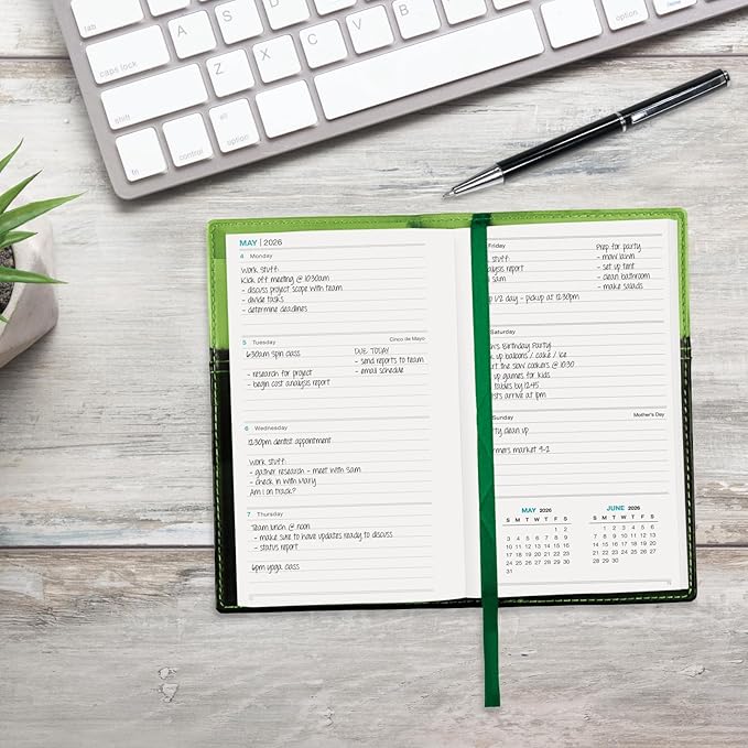 2026 Pocket Planner/Pocket Calendar, 3.5"x6": Includes 14 Months (November 2025 - December 2026) / 2026 Weekly Planner/Weekly Agenda/Monthly Calendar Organizer (Green/Black)