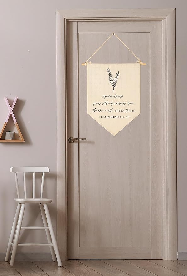 Bible Verse Wall Art-Minimal Christian Wall Decoration-Bible Gift-Scripture Hanging Flag Art Decor-Banner Sign Decoration Gift-Farmhouse Living Room Bedroom Home Decor,Rejoice Always