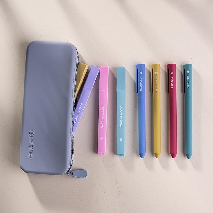 DIVERSEBEE Aesthetic Highlighters and Gel Pens, Pastel Bible Highlighters No Bleed, 8 Pack Assorted Colors Cute Journaling Pens, Bible Study Supplies (Create)