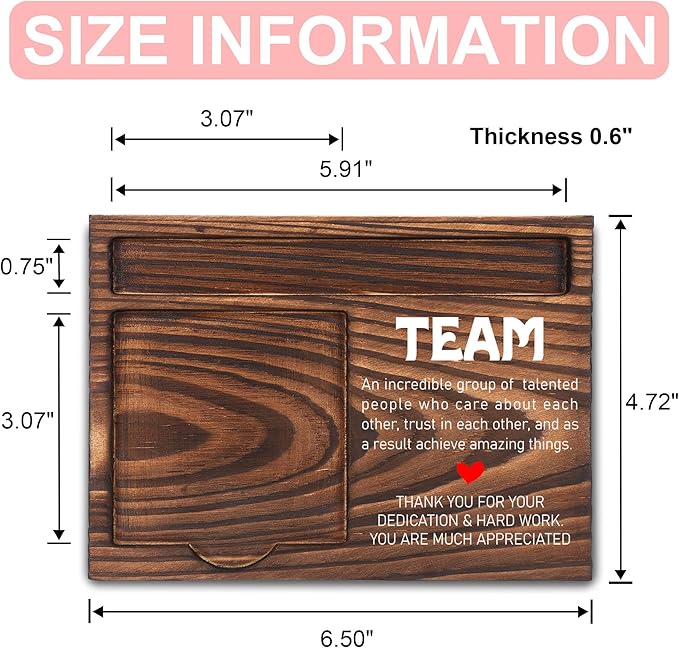 Team Gifts for Employees, Appreciation Gifts for Coworker, Thank You Gifts, Sticky Note Holder, Post-it Note Dispenser for Desk, Wooden Post-it Note & Pen Holder 6.5" x 4.7" - FTA116