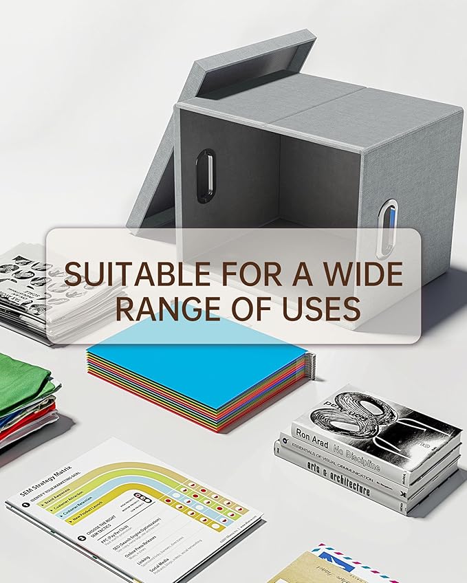 2 Pack File Storage Organizer, Filing Box, Portable File Box with Lid, Fit for Letter/Legal File Folder Storage, Document Organizer, Gray