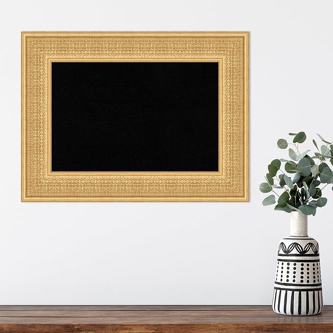 Amanti Art Black Cork Board for Wall, 18x24 Vision Board with Gold Wood Frame, Small Corkboard Office Decor for Home Organization, Traditional Corkboard Pinboard to Display Items for Home