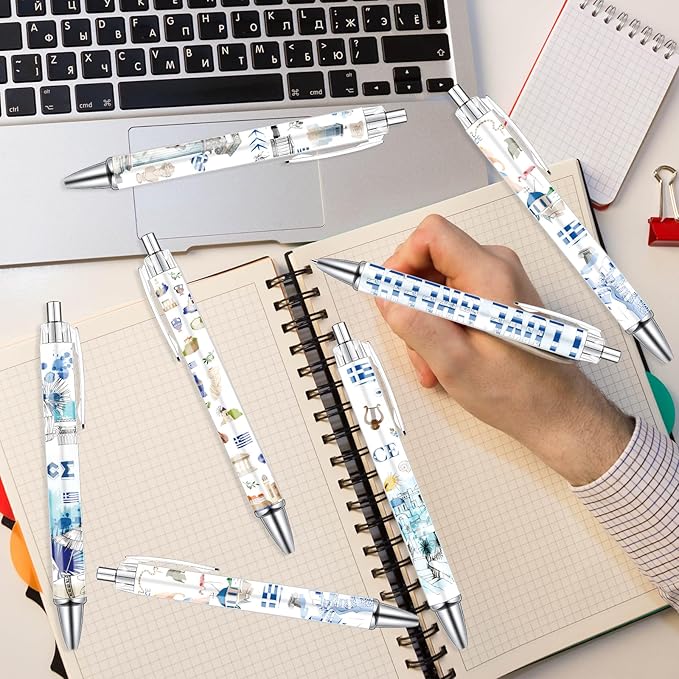 Greece Ballpoint Pens Gifts - 24PCS Greece Travel Pens Set Greece Souvenirs Gift Retractable Smooth Writing Greek Civilization Pens for Office School Supplies for Women Traveler Teacher Gift