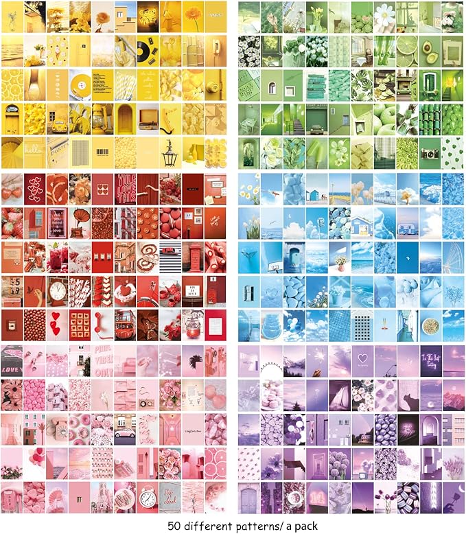 6 Sets 300 Pcs Washi Stickers Set Cute Aesthetic Sticker Book for Journaling, DIY Decorative Paper Sticker Decals for Bullet Journal Art Scrapbooking Diary Card Craft Gift Album Notebook Stationery