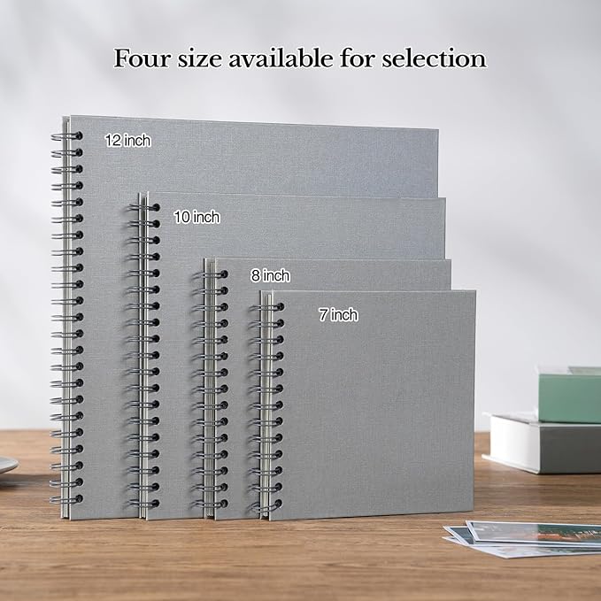 potricher 12 x 12 Inch DIY Scrapbook Album 40 Pages Hardcover Kraft Paper Scrap Book Photo Albums Memory Book for Wedding and Anniversary Family (Gray, 12 Inch)