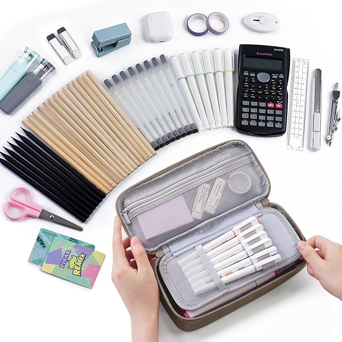 WEMATE Pencil Case, Large Storage Organizer for Stationery, Back - to - School Essential, Teacher Must - have, Big Pencil Pouch, Marker Case School Supplies for College & High School