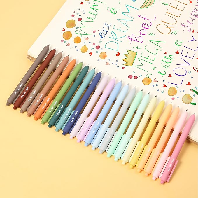 Mr. Pen- Retractable Gel Pens for Journaling, 22 Pack, Pastel, Morandi and Vintage Color Inks, Fast Dry, Colorful & Soft grip Barrels, Smooth Writing, 0.7mm Fine Point Aesthetic Pens