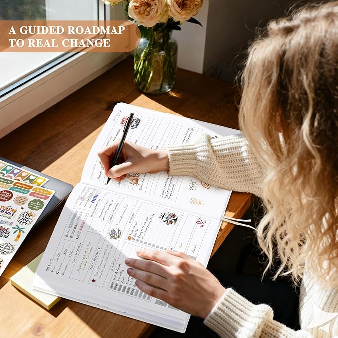 Lanpn Self Care Journal for Women, Self Love Guided Journals with Prompts, Daily Reflection Wellness & Gratitude Planner, 5 Minute Mental Health Notebook, Mood Mindfulness Log, 240 Pages