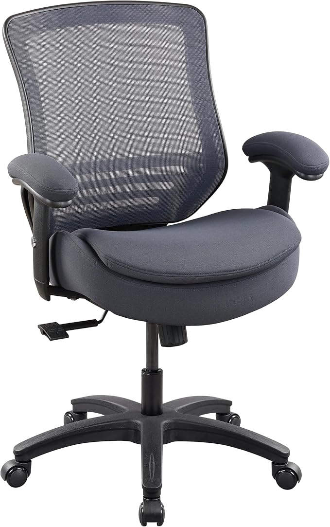 400lbs Ergonomic Office Chair with Double Seat Cushion and Soft Armrests for Executive Computer Desk with Built-in Lumbar Support(Gray)