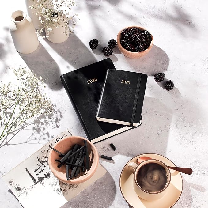 Wykeham's Executive 2026 Daily Journal Planner – US Public Holidays & Format – Customization Available (Black, 6"×4.5")