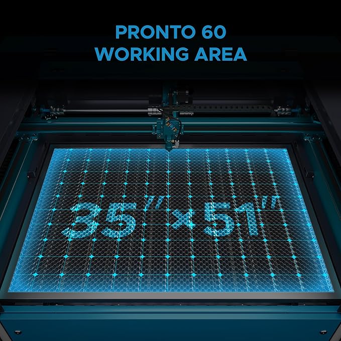 OMTech Pronto 130W CO2 Laser Engraver & Cutter – 51"x35" Workspace, 1,000mm/s Speed, Autofocus, 2-Way Pass, Air Assist, for Wood, Acrylic & More