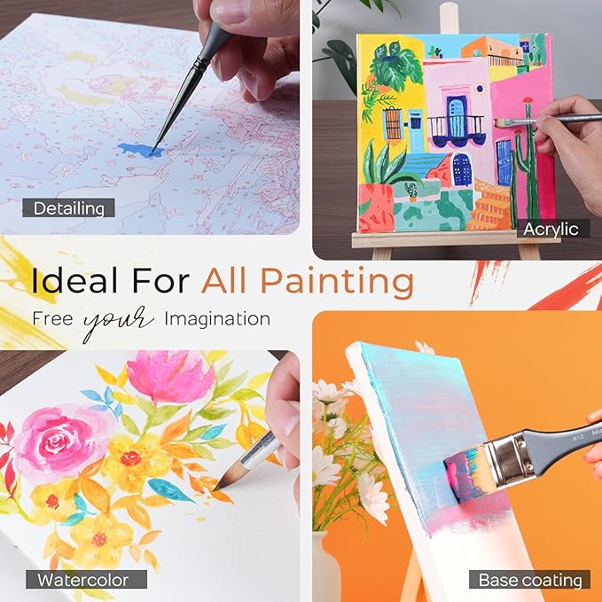 Nicpro 40 PCS Paint Brush Set, Professional Acrylic Paint Brushes with Palette Knife and Canvas Roll, Suitable for Acrylic Painting, Oil, Watercolor, Gouache, Art Supplies Painter Gifts for Artist