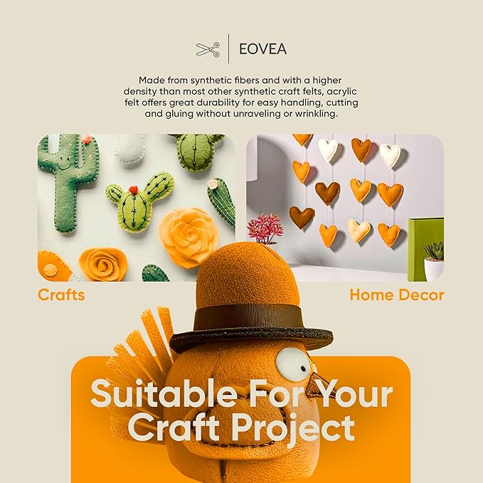 EOVEA | Acrylic Felt Fabric by The Yard - Non-Stiff, Soft Material - 72" Wide - 1.6mm Thick Felt Sheets for DIY Crafts, Sewing, Upholstery, Cushion, Padding(Antique Gold,1 Yard)
