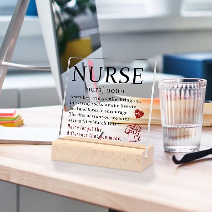 Thank You Gifts for Nurse, School Nurse Gifts Nurse Graduation Gift Ideas Nursing Student Gifts Nurse Appreciation Gifts for Nurses Rn Nursing Student Clear Desk Decorative Sign