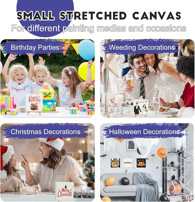 ESRICH Small Stretched Canvas for Painting 6x6 inch, 2/5''Profile Art Primed 16 Pack Canvases for Painting, Cotton Small Professional Blank Paint Canvas for Kids and Art Supplies, for Acrylics, Oils.