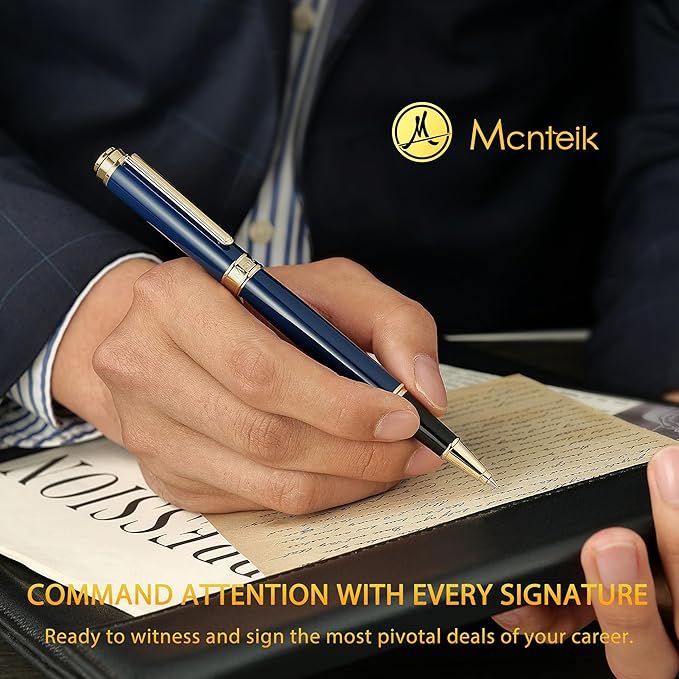 317 Rollerball - Stunning Luxury Blue Lacquer Pen with 24K Gold Finish, Schmidt Black Ink Refill, Fancy Gift Set for Men & Women, Professional, Graduation Executive Office, Nice Classic Pens