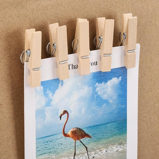 50Pcs Wooden Clips Push Pins Tacks for Cork Board Artwork for Crafts Arts Projects Photo Supplies(Wood Color)