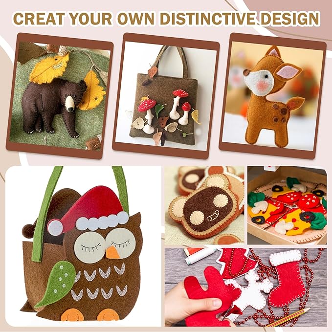 12 Rolls 8"x35"(20.5x90cm) 1.4mm Thick Soft Felt Fabric Sheet 12 Assorted Brown Tone Series Colors Felt Pack for DIY Craft Sewing Squares Nonwoven Patchwork