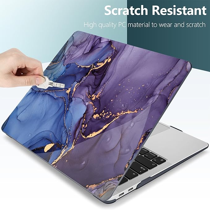 DONGKE Compatible with MacBook Air 13 inch Case 2021 2020 2019 2018 Release A2337 M1 A2179 A1932 with Retina Display Touch ID, Plastic Hard Shell & Keyboard Cover - Abstract Marble