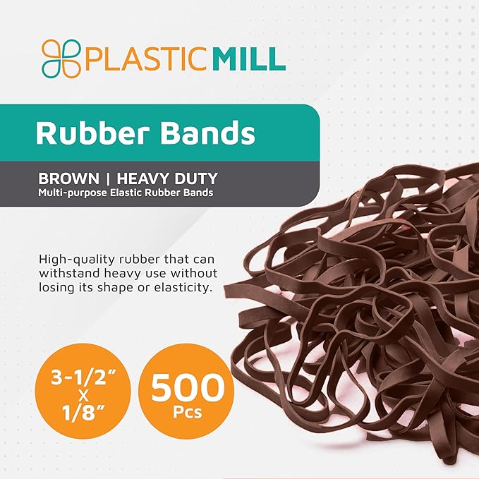 PlasticMill Rubber Bands - #33 Size - Brown Rubberbands - 1LB/500 Count.