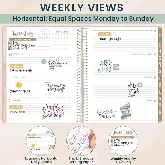 bloom daily planners 2025-2026 (8.5" x 11") Academic Year Day Planner (July 2025 - July 2026) - Weekly & Monthly Dated Agenda Organizer with Stickers & Tabs - Ocean Oasis