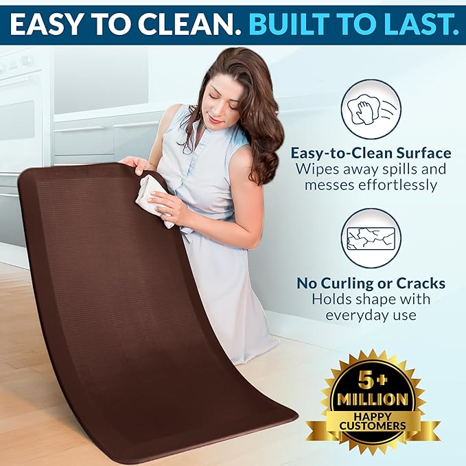 ComfiLife Anti Fatigue Floor Mat – 3/4 Inch Thick Kitchen Mats for Floor, Standing Desk Mat, Kitchen Rug – Comfort at Home, Office – Durable – Stain Resistant – Non-Slip Bottom (20" x 39", Brown)