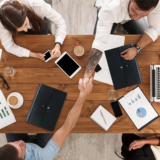 7 Pocket Expanding File Folder with Tab Inserts, Accordian File Organizer Document Receipt Organizer, Accordion Folder File Keeper A4 Letter Size, for School Home Office, Black