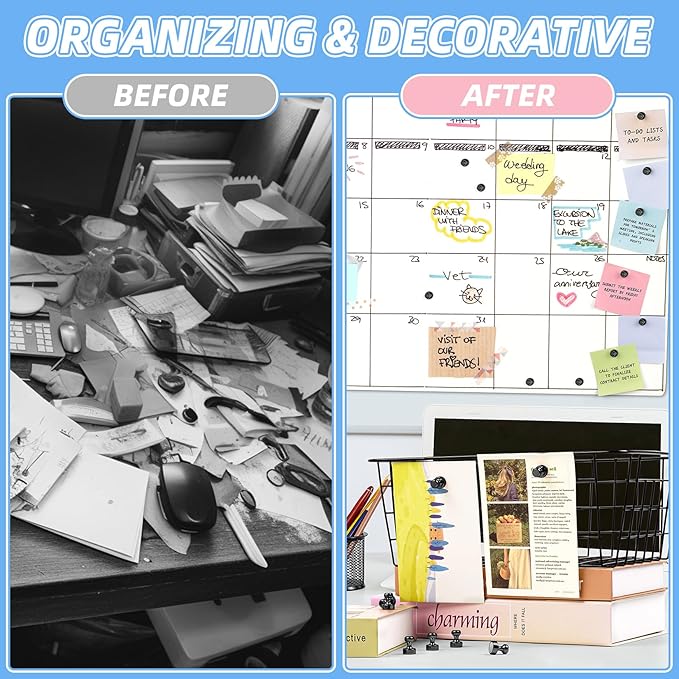 VNDUEEY 12Pcs Black Fridge Magnets, Whiteboard Magnets Refrigerator Magnet, Small Strong Magnet for Whiteboard, Office, Classroom, Kitchen