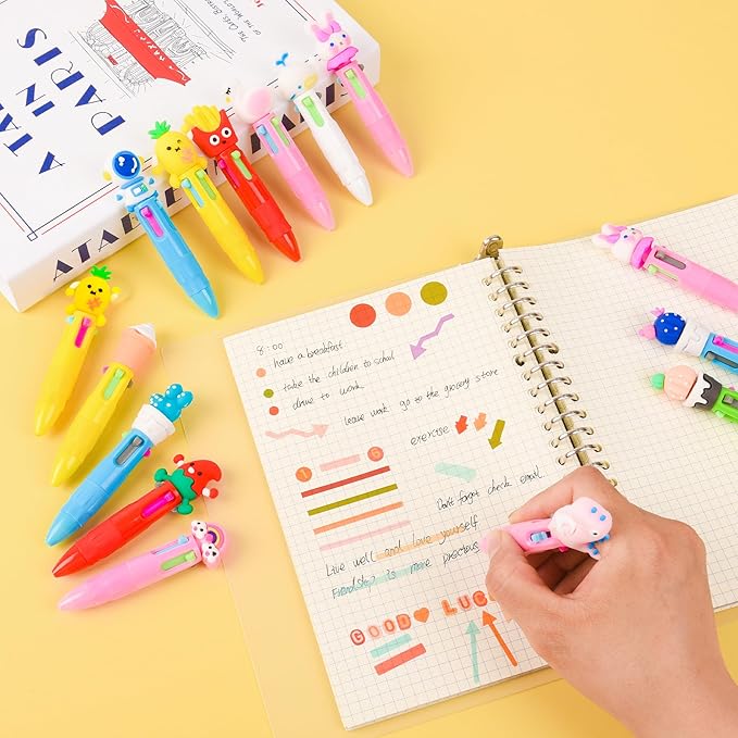 LiYiQ 25 PCS Multicolor Pen in One Fun 4-in-1 Cute Pens Bulk Kawaii Cool Ballpoint Pens for Kids Fun Gifts