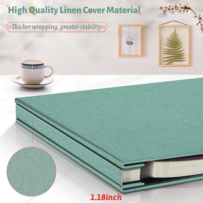 Photo Album Self Adhesive Scrapbook,60 Pages Large Photo Book for 4x6,5x7,8x10 Pictures,DIY Album for Baby Wedding Family Travel Birthday,with Metallic Pen and Scraper