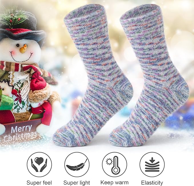 ICEIVY 5 Pair Fuzzy Cozy Socks for Women - Warm Comfy Soft Casual Home Sleep Winter Wool Socks - Gifts for Women