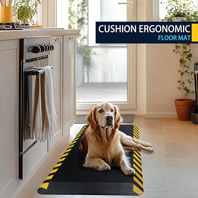 FEATOL Kitchen Mat for Floor, 9/10 Extra Thick Cushioned Anti Fatigue Floor Mat, Memory Foam Padded for Standing at Home, Kitchen, Garage, 20" x 48"-Support for Leg & Back Pain