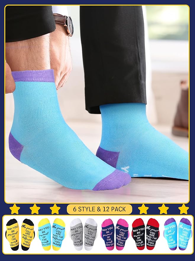 24 Pcs Employee Appreciation Gifts Thank You for All You Do Socks Stainless Steel Keychains for Staff Coworker Team