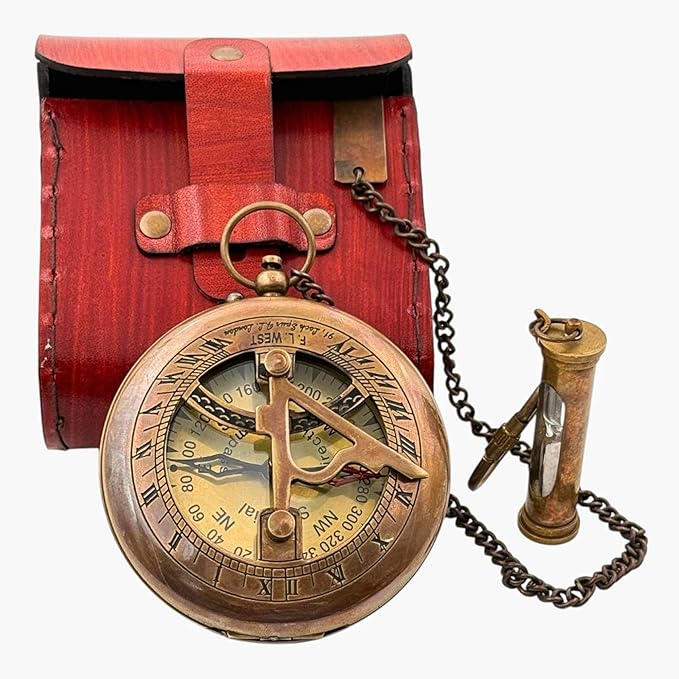 Anniversary Sundial Compass Gift for Him or Her–Antique Brass & Copper Nautical Sundial Compass, Unique 20th 25th 40th 50th Wedding Vintage Ship Replica Sundial Clock