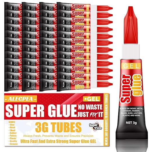 3 Gram (Pack of 48) Single use Super Glue Gel, Super Fast, Thick & Strong Adhesive Superglue, Cyanoacrylate Glue for Hard Plastics, DIY Craft, Ceramics, Frame, Leather, Metal Etc