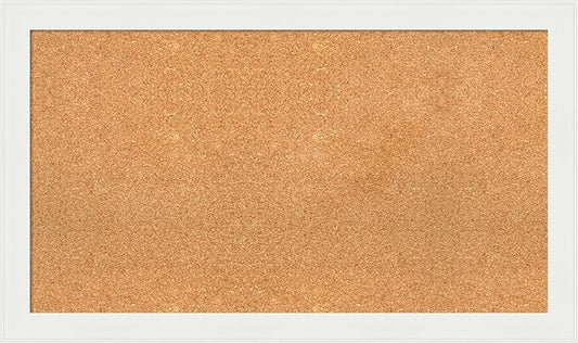 Amanti Art Natural Cork Board for Wall, 23x39 Vision Board with White Frame, Large Corkboard Office Decor for Home Organization, Casual Corkboard Pinboard to Display Items for Home Organization in