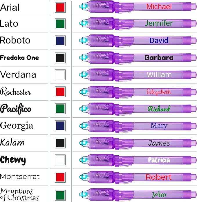 Personalized Invisible Disappearing Ink Pen Marker, Custom Secret Spy Message Writer with UV Light, Fun Activity for Kids Party Favors Gifts and Stock Stuffers, 24 Pack, Purple