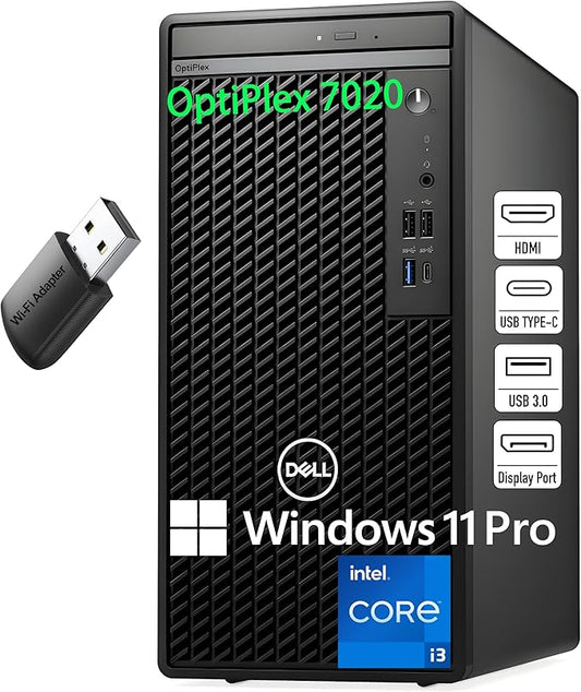 Dell Optiplex Desktop Computer, 7020 Tower Dekstop Pc, 12th Gen Intel 4-Core Processor (Beats Core i7-9700), 64gb Ddr5 Ram, 2tb Pcie Ssd, Dvdrw, WiFi Adapter, Rj-45, Keyboard & Mouse, Windows 11 Pro